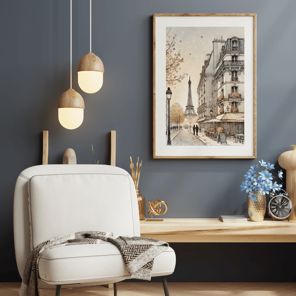 Parisian Stroll - Paris Street Wall Art Print Print Material