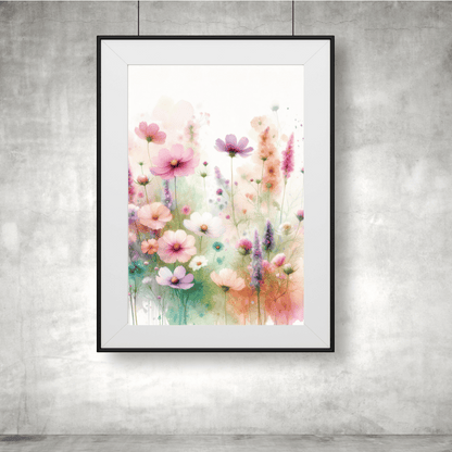 Floral Symphony – Vibrant Watercolor Wall Art Print Material