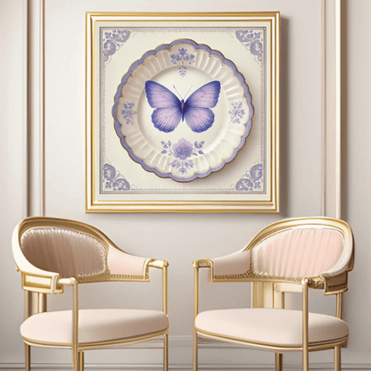 Lavender Lace and Butterfly Wall Art | Kitchen Wall Art | Dining Room Wall Art | Vintage Wall Art | Elegant