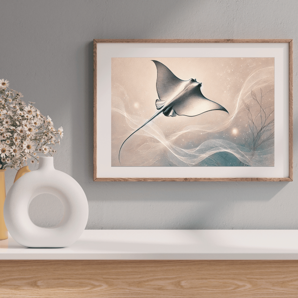The Gliding Ray | Stingray Wall Art Print Print Material