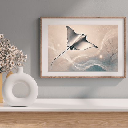 The Gliding Ray | Stingray Wall Art Print Print Material