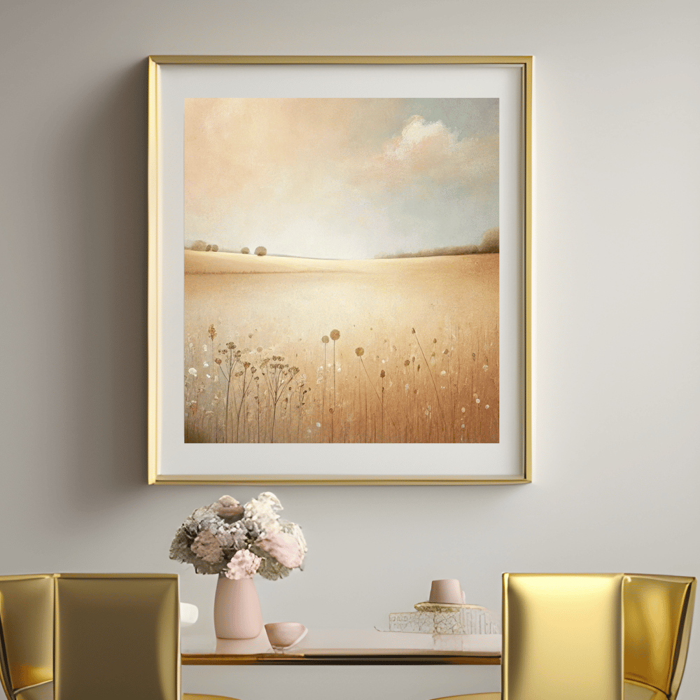 Golden Serenity - Scandinavian Nature Wall Art Print Print Material