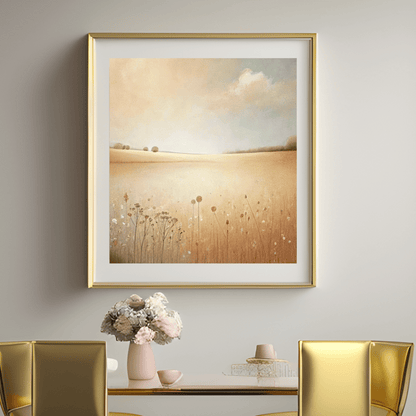 Golden Serenity - Scandinavian Nature Wall Art Print Print Material