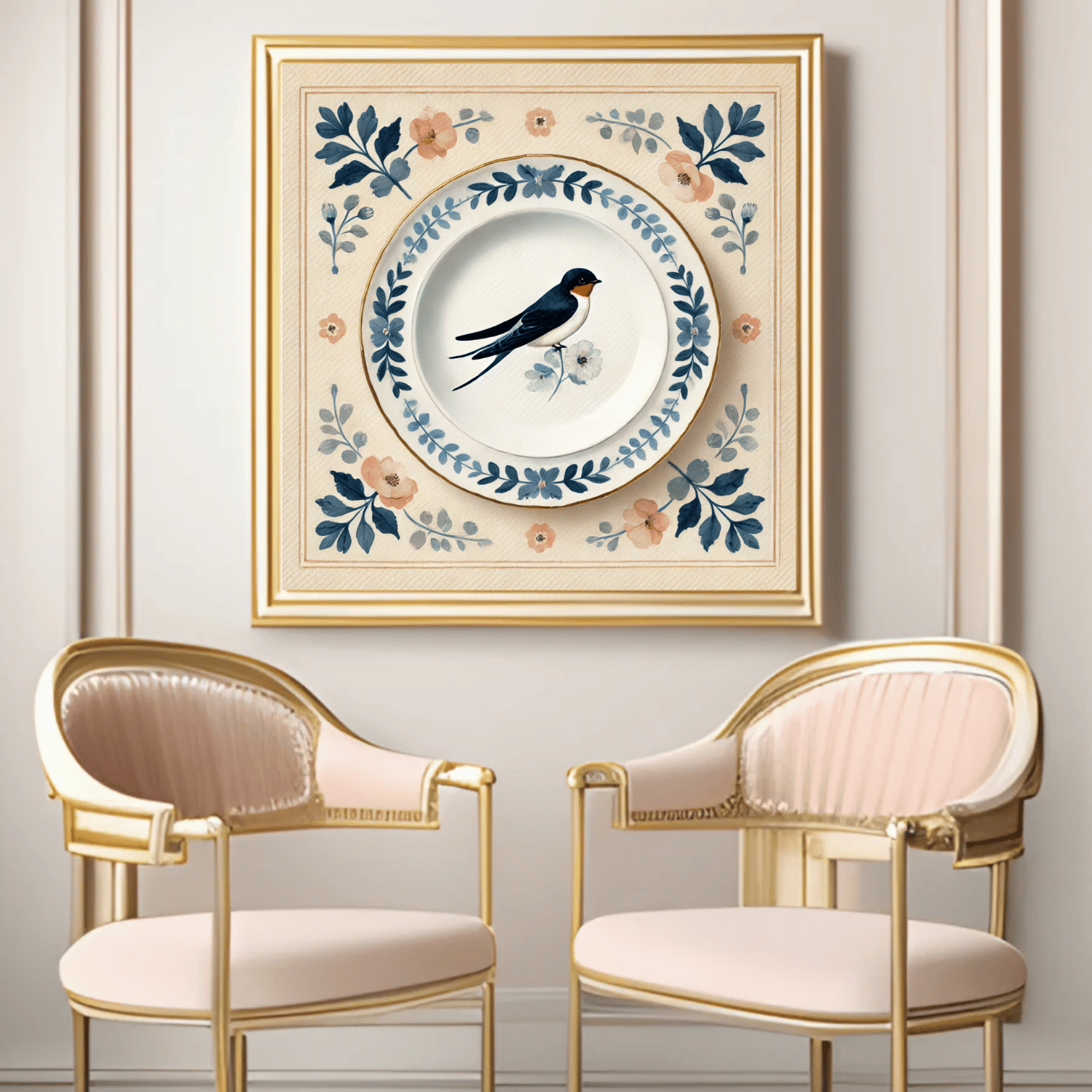 Swallow & Spring Canvas Wall Art | Bird Canvas Wall Art | Kitchen Canvas Wall Art | Dining Room Canvas Wall Art