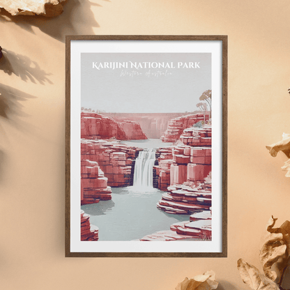 Karijini Falls – Minimalist Australian Outback Canvas Wall Art Print Decor Print Material