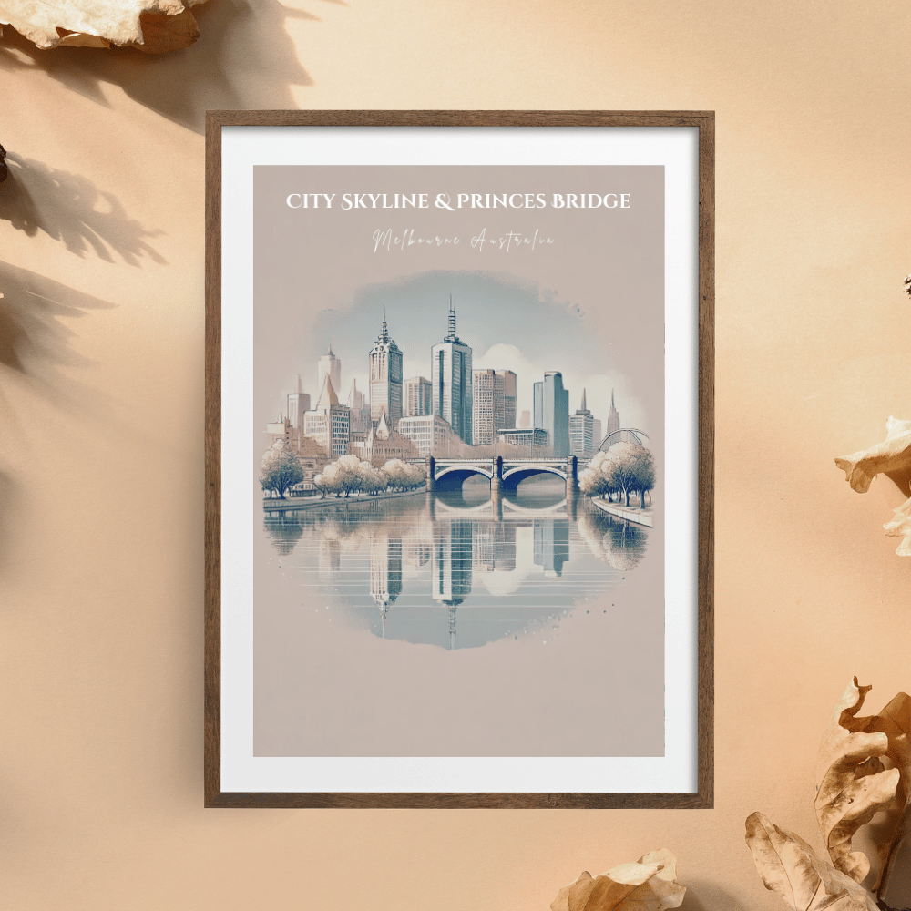 Melbourne Skyline – Minimalist Watercolor Cityscape Canvas Wall Art Print Decor Print Material
