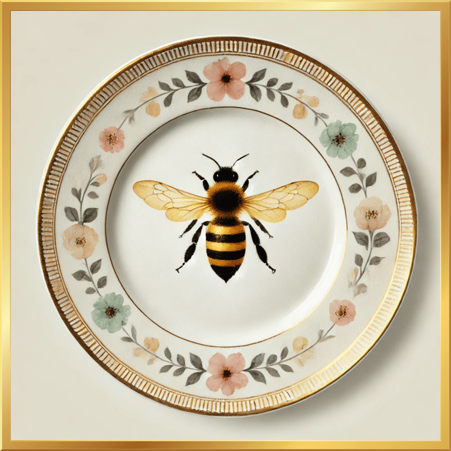 Wildflower Bee Canvas Wall Art | Kitchen Wall Art | Dining Room Wall Art | Vintage Wall Art | Sophisticated Wall Art