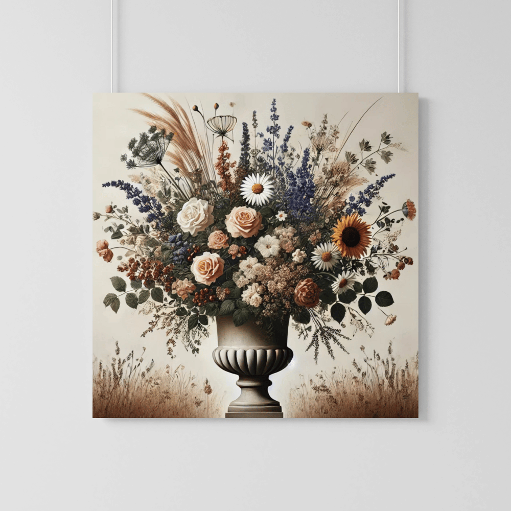 Wildflower Symphony Large Scandinavian Bouquet in A Vase Wall Art Print Print Material