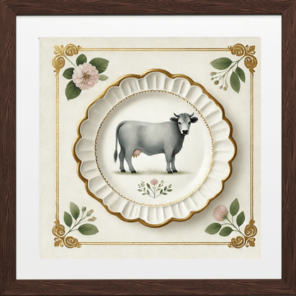 Pasture Grace – Quirky Vintage Kitchen Dining Wall Art Canvas | Stretched & Framed | Cow Wall Art Canvas Wall Art