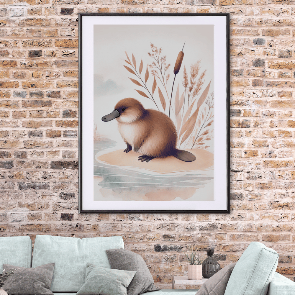 Tranquil Waters - The Curious Platypus – Australian Wildlife Canvas Wall Art Print Decor Unframed Poster / 40x60 cm