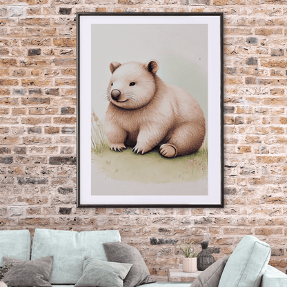Gentle Spirit - Wombat in the Wild – Australian Wildlife Canvas Wall Art Print Decor Framed Poster / 50x70 cm / 20x28″