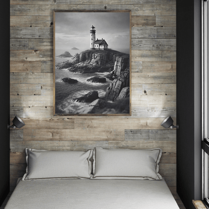 Black and White Coastal Lighthouse Wall Art Print Print Material