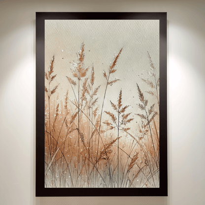 Golden Grasses in Fall Nordic Scandinavian Wall Art Print Print Material