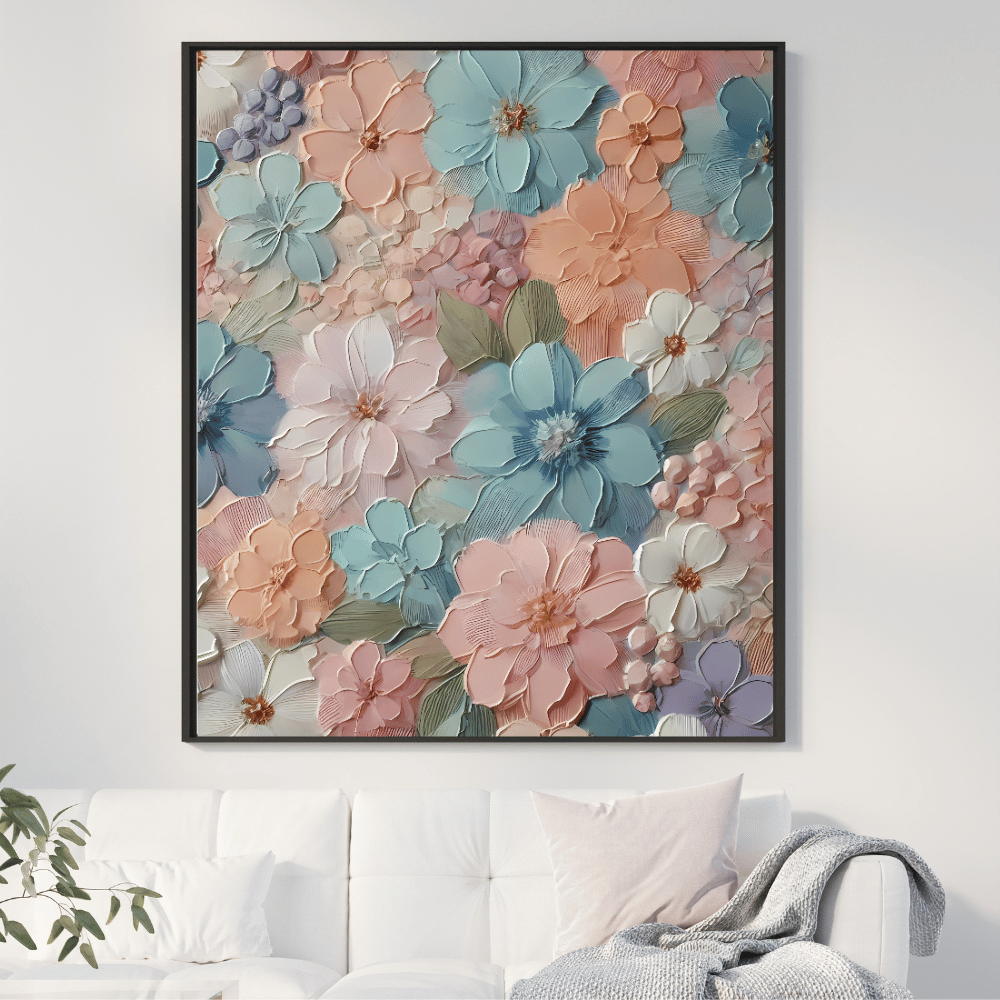 Soft Petals Bloom Floral Pattern Wall Art Print Print Material