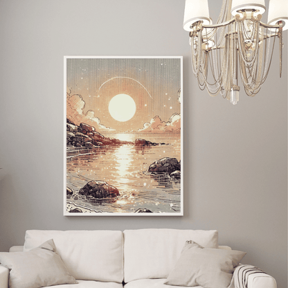 Moonlit Shoreline Wall Art Print Print Material