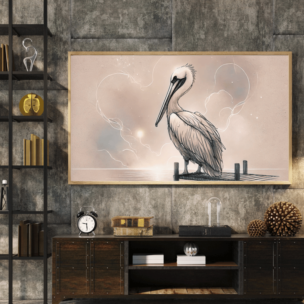 Pelican by the Dock Wall Art Print Print Material