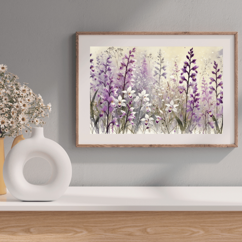 Lavender Dreams Wild Flower Lavender Orchid Garden Wall Art Print Material