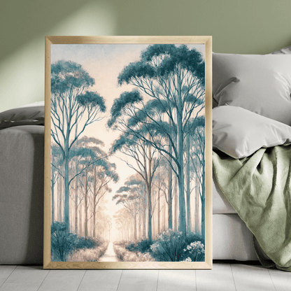Winter Trail – Trees Forest Botanical Winter Canvas Wall Art Print Decor Print Material