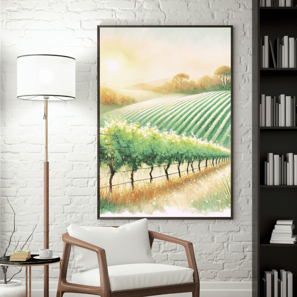 Vineyard Glow – Cherry Blossoms Birds Botanical Spring Canvas Wall Art Print Decor Print Material