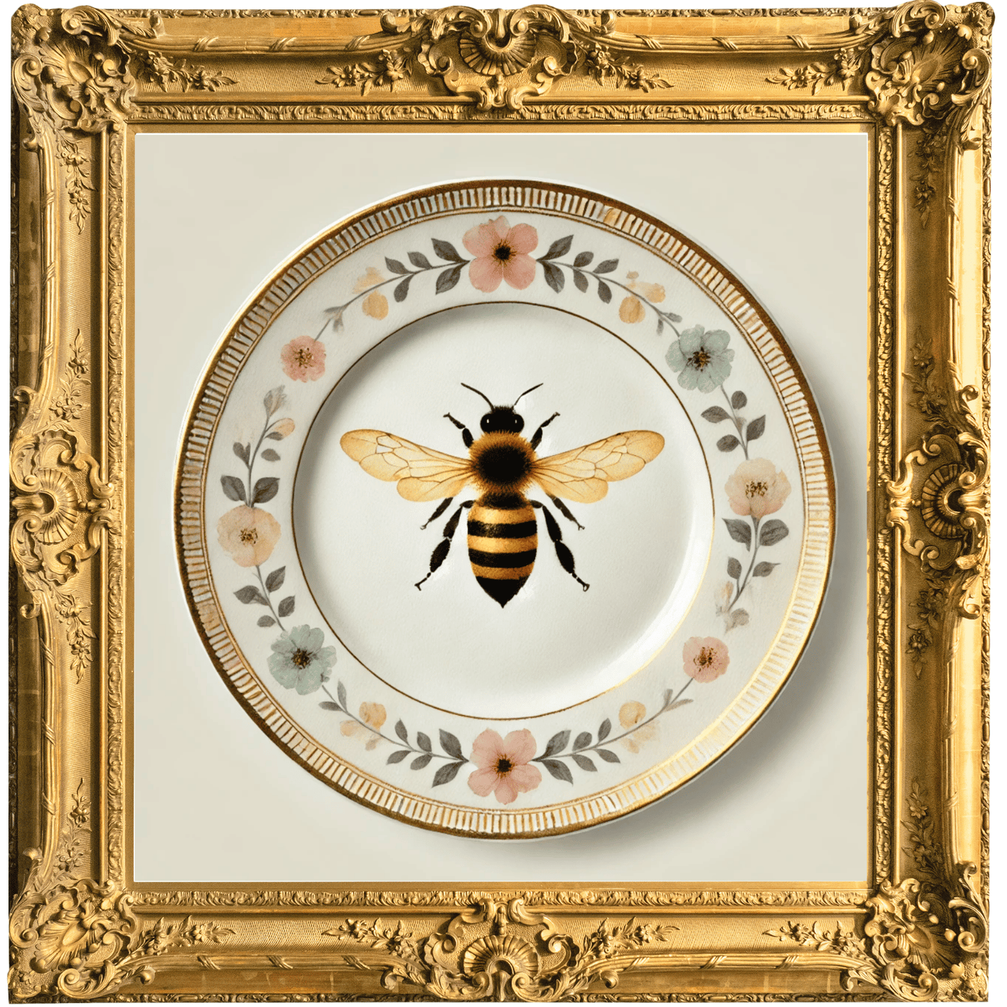 Wildflower Bee Canvas Wall Art | Kitchen Wall Art | Dining Room Wall Art | Vintage Wall Art | Sophisticated Wall Art