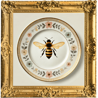 Wildflower Bee Canvas Wall Art | Kitchen Wall Art | Dining Room Wall Art | Vintage Wall Art | Sophisticated Wall Art