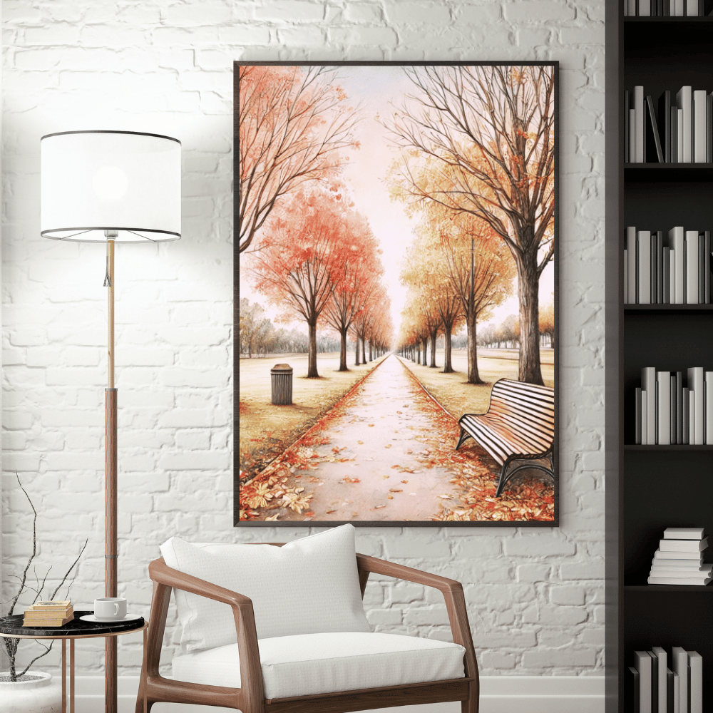 Autumn Promenade – Trees Botanical Autumn Canvas Wall Art Print Decor Unframed Poster / 40x60 cm / 16x24″ / -Poster
