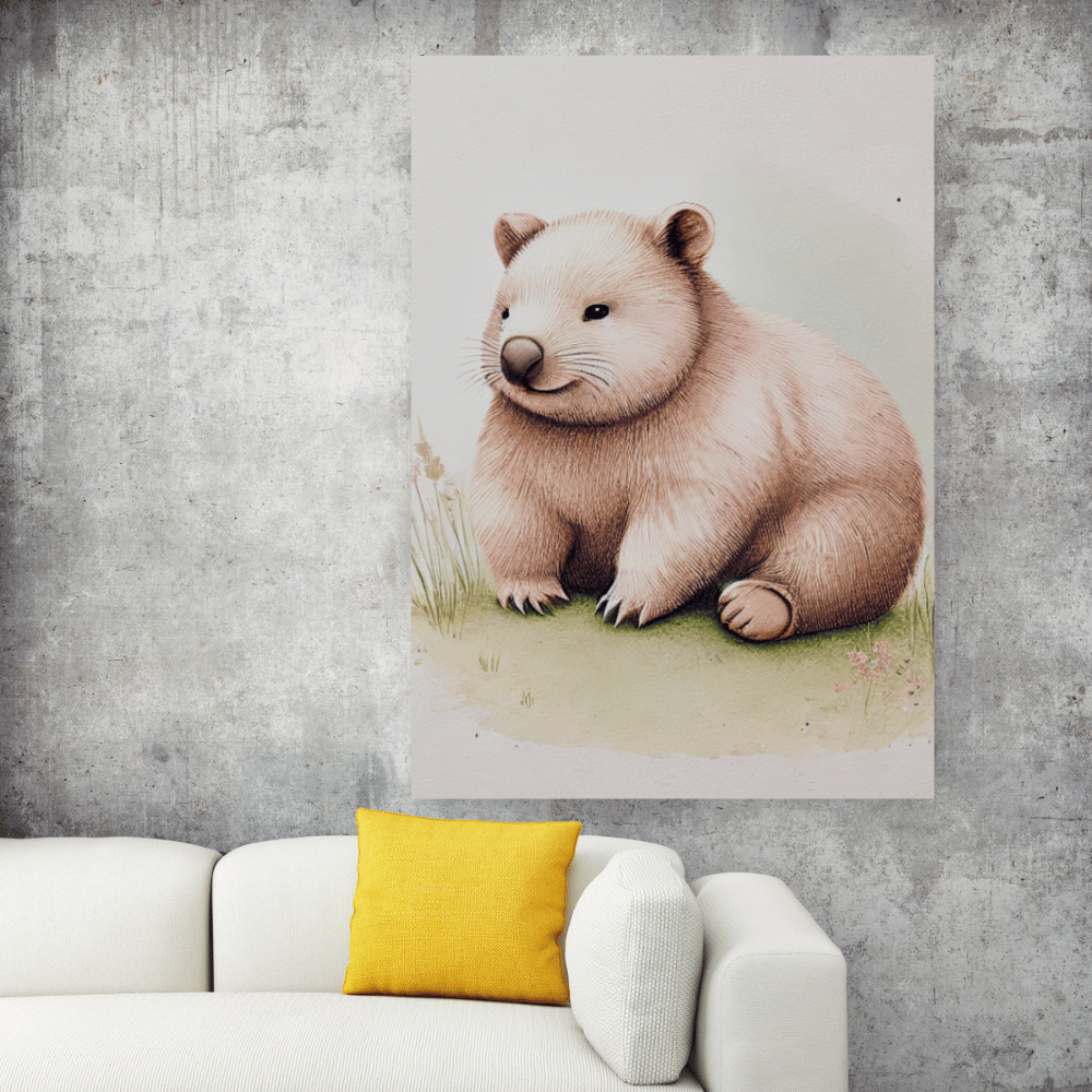 Gentle Spirit - Wombat in the Wild – Australian Wildlife Canvas Wall Art Print Decor Stretched Canvas / 40x60 cm