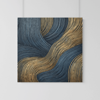 Golden Currents Luxurious Abstract Wall Art Print Material