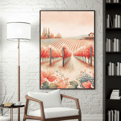 Autumn Harvest – Grapevines Botanical Autumn Canvas Wall Art Print Decor Print Material