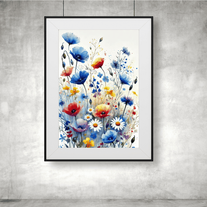 Burst of Blooms – Vibrant Watercolor Floral Wall Art