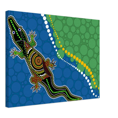 Crocodile Dreaming – Keeper of the Waters - Aboriginal Canvas Wall Art Print Material