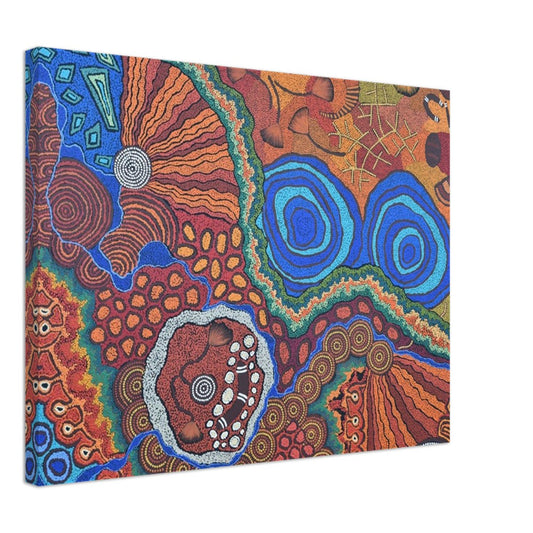 Sacred Land – Aboriginal Wall Art | Stretched & Framed Canvas Print Material