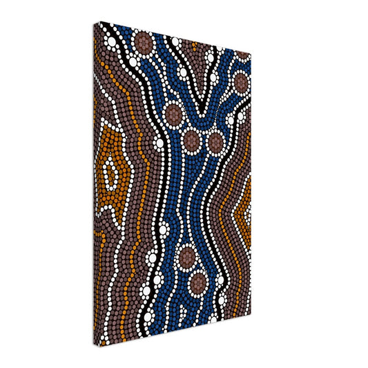 Sacred River – Aboriginal Canvas Wall Art | Stretched & Framed Print Material
