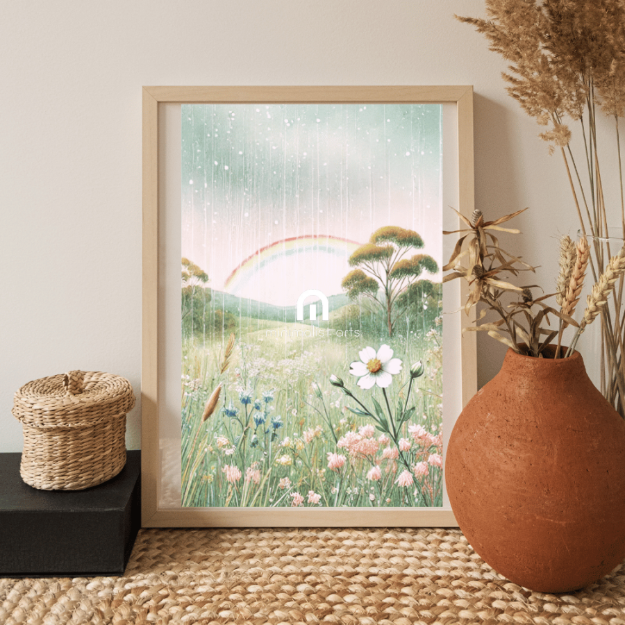 After the Rain – Rainbow Wildflowers Botanical Spring Canvas Wall Art Print Decor Print Material