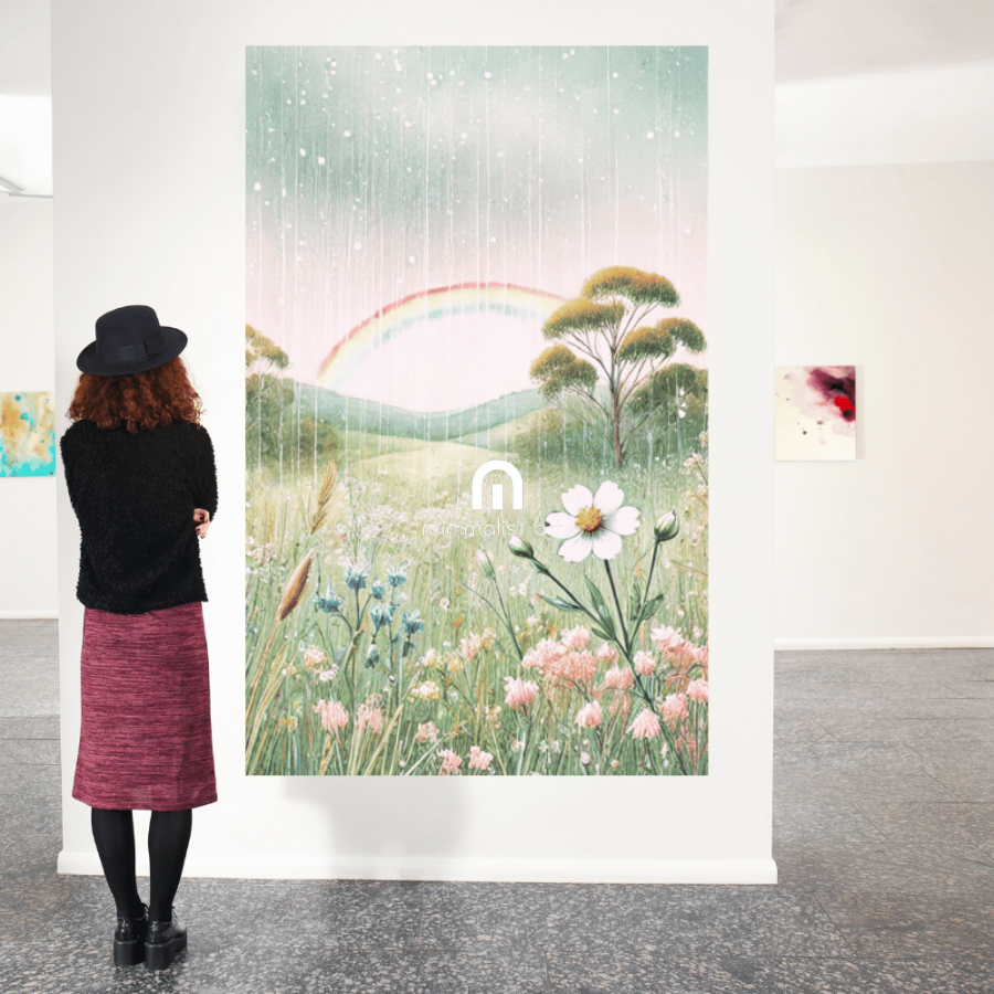 After the Rain – Rainbow Wildflowers Botanical Spring Canvas Wall Art Print Decor Print Material