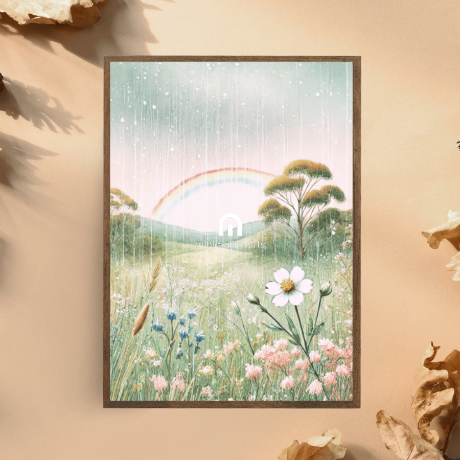 After the Rain – Rainbow Wildflowers Botanical Spring Canvas Wall Art Print Decor Print Material