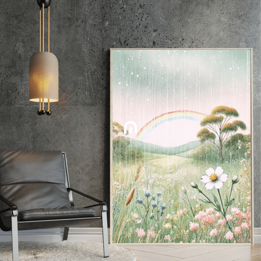 After the Rain – Rainbow Wildflowers Botanical Spring Canvas Wall Art Print Decor Print Material
