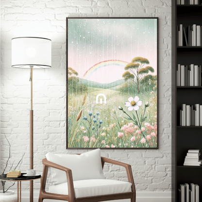 After the Rain – Rainbow Wildflowers Botanical Spring Canvas Wall Art Print Decor Print Material
