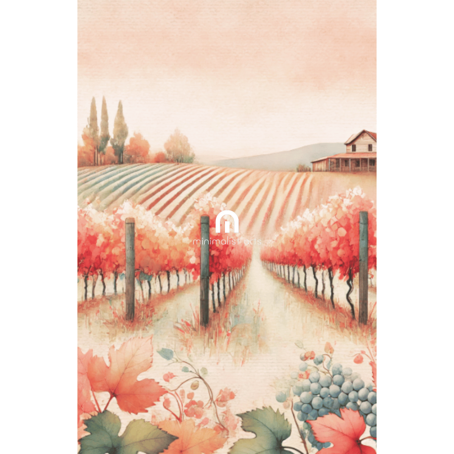 Autumn Harvest – Grapevines Botanical Autumn Canvas Wall Art Print Decor Unframed Poster / 40x60 cm / 16x24″ / -Poster