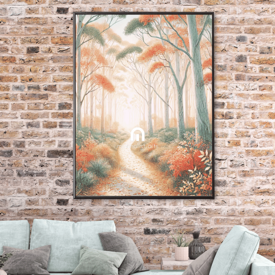 Autumn Light – Trees Forest Wildflowers Botanical Autumn Canvas Wall Art Print Decor Print Material