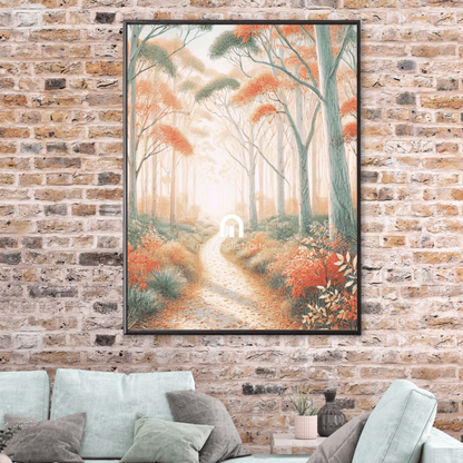 Autumn Light – Trees Forest Wildflowers Botanical Autumn Canvas Wall Art Print Decor Print Material