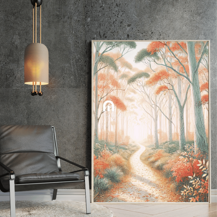Autumn Light – Trees Forest Wildflowers Botanical Autumn Canvas Wall Art Print Decor Print Material