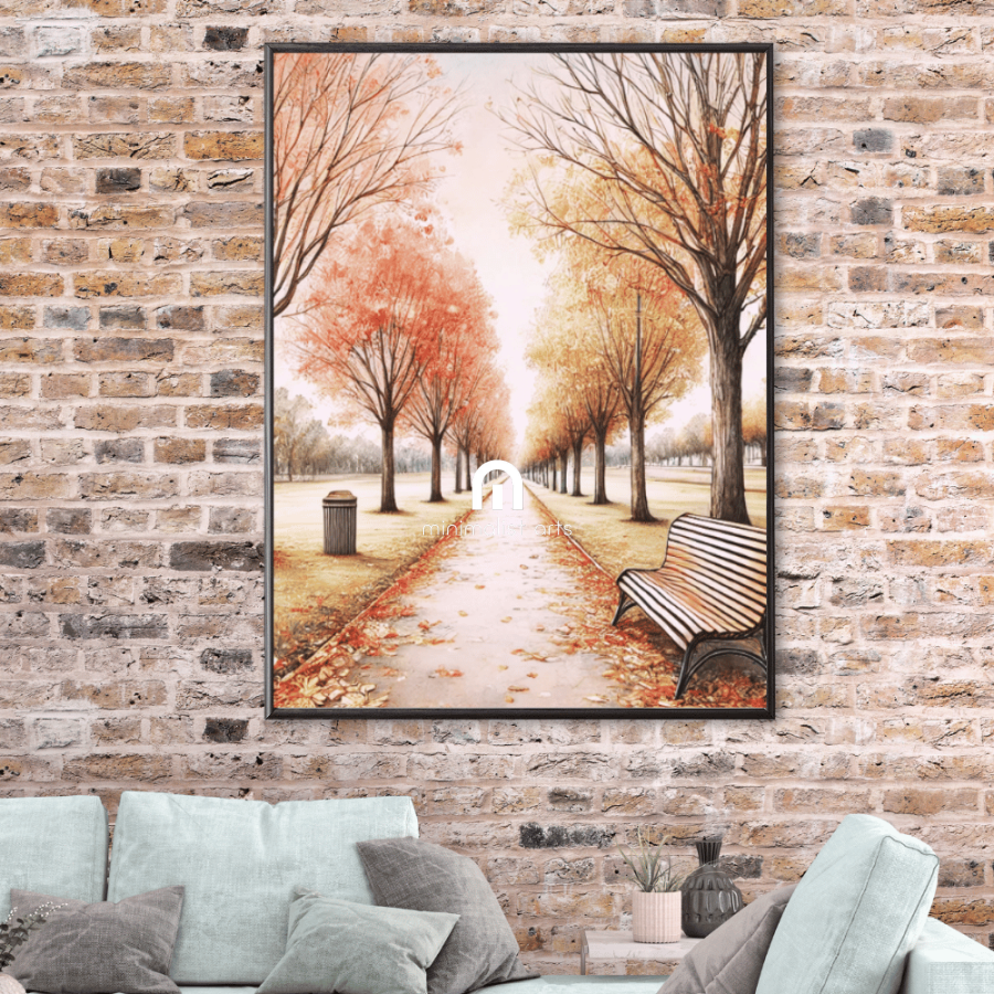 Autumn Promenade – Trees Botanical Autumn Canvas Wall Art Print Decor Print Material