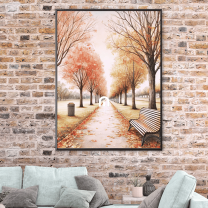 Autumn Promenade – Trees Botanical Autumn Canvas Wall Art Print Decor Print Material