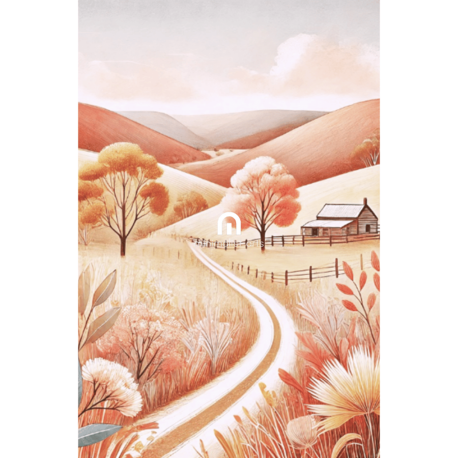 Autumn Valley – Trees Mountains Wildflowers Botanical Autumn Canvas Wall Art Print Decor Print Material