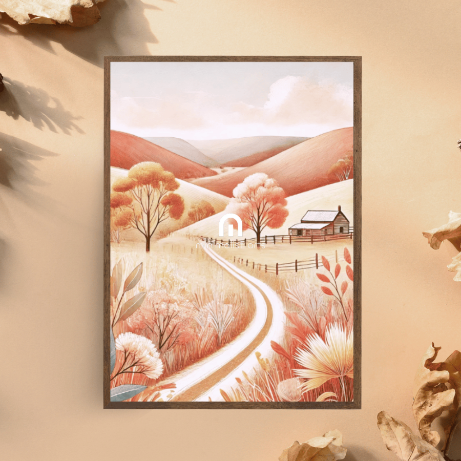 Autumn Valley – Trees Mountains Wildflowers Botanical Autumn Canvas Wall Art Print Decor Print Material