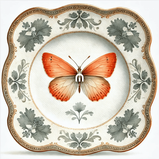Autumn Wings & Baroque Butterfly Canvas Wall Art | Kitchen Wall Art | Dining Room Wall Art | Vintage Wall Art