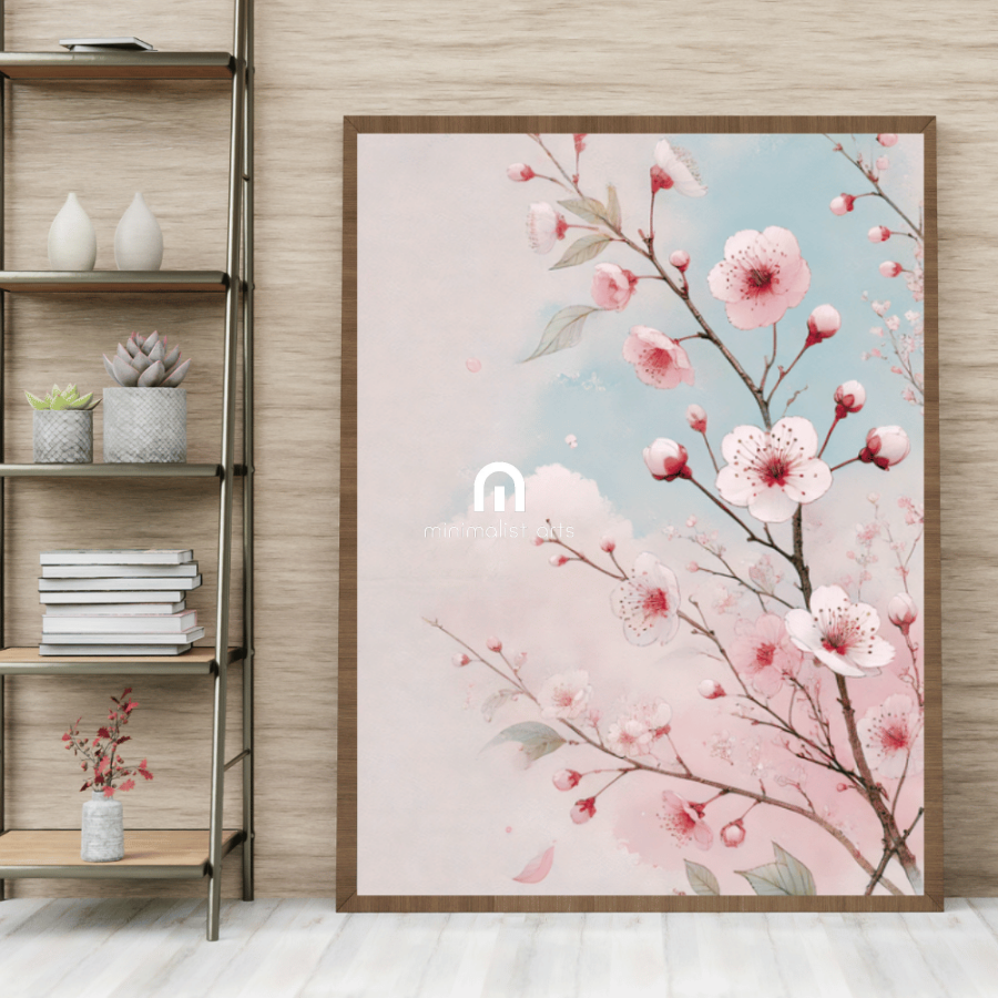 Blooming Spring – Spring Cherry Blossoms Floral Botanical Canvas Wall Art Print Decor Print Material