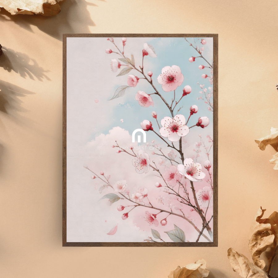 Blooming Spring – Spring Cherry Blossoms Floral Botanical Canvas Wall Art Print Decor Print Material