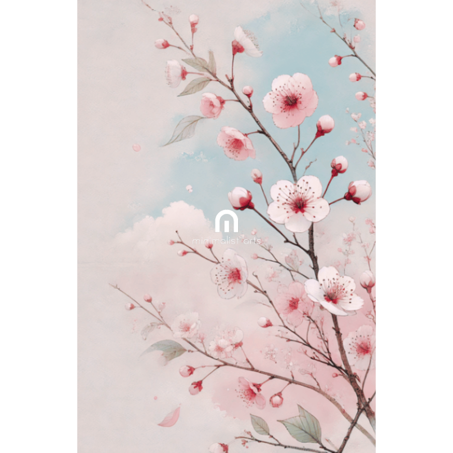 Blooming Spring – Spring Cherry Blossoms Floral Botanical Canvas Wall Art Print Decor Print Material